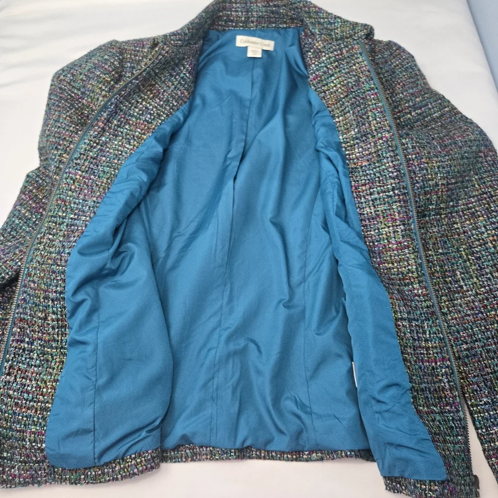 Coldwater Creek‎ Womens Full Zip Multicolored Blazer Jacket Coat Size 4-6